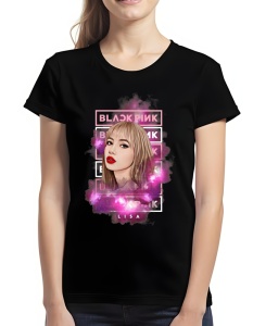 Tricou pentru dama - K-POP - Lisa BLACKPINK - Design vibrant, stil cosmic, fan BLACKPINK.