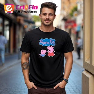 Tricou Peppa Pig purcelusa roz in aventuri zilnice cu familia, Copii | Dama | Barbat , tricou negru - Img 10
