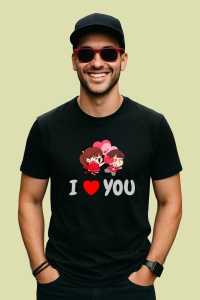 Tricou Perna I Love You Lovers, din bumbac 100%, tricou negru, Dama | Barbat