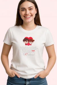 Tricou Perna Indragostiti Cu Mesaj Am Doi Ochi Care Vor Sa Te Vada, din bumbac 100%, tricou alb, Dama | Barbat - Img 2