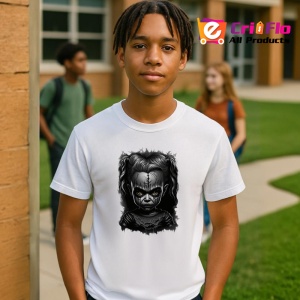 Tricou Personaj horror stil caricatura alb negru expresie intensa Copii | Dama | Barbat - Img 5