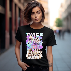 Tricou personalizat dama cu formatia TWICE Kpop - Img 2