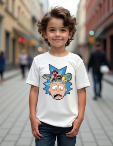 Tricou personalizat pentru copii din bumbac 100% - Crazy Rick, Rick și Morty, desen animat, ciudat, comedie