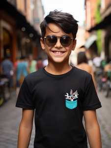 Tricou personalizat pentru copii din bumbac 100% cu imprimeu de buzunar - Bugs Bunny din Looney Tunes - Cadou perfect pentru fanii desenelor animate - Img 2