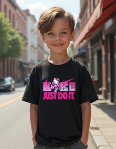 Tricou personalizat pentru copii din bumbac 100% - Hello Kitty - Just Do It - Img 2