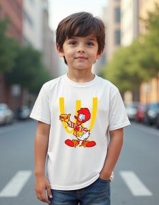Tricou personalizat pentru copii din bumbac 100% - WcDonalds Duck, parodie, fast food, desen animat, amuzant