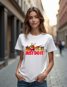 Tricou personalizat pentru dama din bumbac 100% - Pikachu - Just Do It