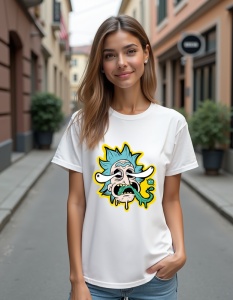 Tricou personalizat pentru dama din bumbac 100% - Rick Madness, Rick și Morty, desen animat, nebunie, suprarealist