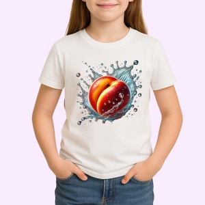 Tricou Piersica in stropi de apa, Fructe, Copii | Dama