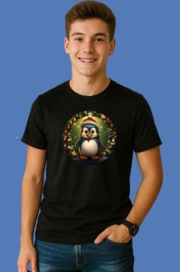 Tricou Pinguin De Craciun, din bumbac 100% Copii | Dama | Barbat