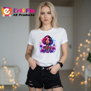 Tricou pink hair tattoo girl floral power, fata cu par roz si putere florala, Copii | Dama | Barbat - Img 10