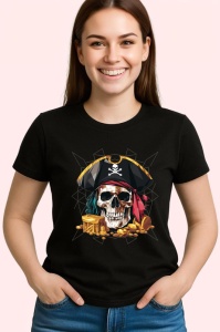 Tricou Pirat Craniu Comori Color, Copii | Dama | Barbat, culoare negru - Img 4