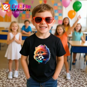 Tricou Pisica cu blana lunga tinand minge alb negru Copii | Dama | Barbat, culoare negru - Img 11