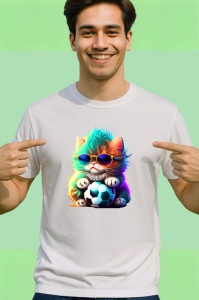 Tricou Pisica curcubeu cu minge si efecte luminoase Copii | Dama | Barbat - Img 2