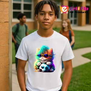 Tricou Pisica curcubeu cu minge si efecte luminoase Copii | Dama | Barbat - Img 4