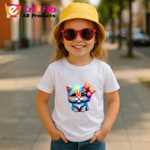 Tricou Pisica pastel cu ochi mari si fluture pe cap Copii | Dama | Barbat - Img 11