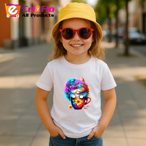 Tricou Pisica pufoasa cu flori si cana rosie Copii | Dama | Barbat - Img 11