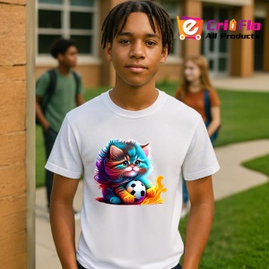 Tricou Pisica pufoasa roz albastra cu efecte de vopsea Copii | Dama | Barbat - Img 4