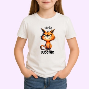 Tricou pisica sarcastica silently judging ilustratie glumeata, Copii | Dama | Barbat - Img 3
