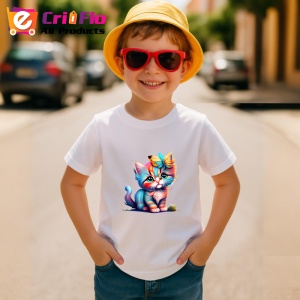 Tricou Pisicuta adorabila cu ochi mari si flori pastel Copii | Dama | Barbat - Img 10