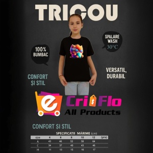 Tricou Pisicuta cu blana curcubeu si cana fundal galben Copii | Dama | Barbat, culoare negru - Img 12