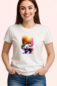 Tricou Pisicuta cu ochelari si minge colorata stil graffiti Copii | Dama | Barbat - Img 3