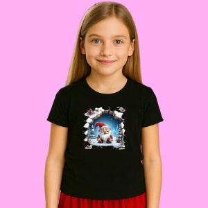 Tricou Pitic Craciun Cu Fundal Albastru Si Zapada, din bumbac 100% Copii | Dama | Barbat