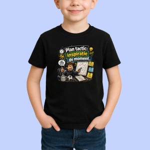 Tricou Plan Tactic Inspiratie De Moment Antrenor, din bumbac 100%, tricou negru Copii | Dama | Barbat - Img 2