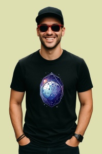 Tricou Planeta Albastra Geometrie Univers, Copii | Dama | Barbat, culoare negru - Img 2