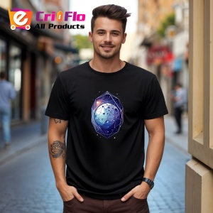 Tricou Planeta Albastra Geometrie Univers, Copii | Dama | Barbat, culoare negru - Img 4