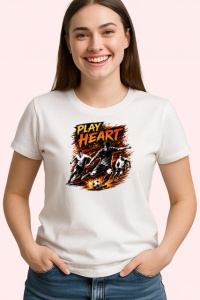 Tricou Play Heart Fotbalist Sut Minge Gri V2, din bumbac 100% , tricou alb pentru Copii | Dama | Barbat