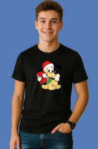 Tricou Pluto Cu Fular Rosu Festiv, din bumbac 100% Copii | Dama | Barbat - Img 2