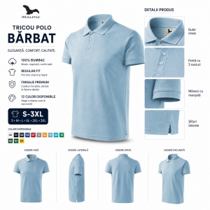 Tricou Polo Bărbat din Bumbac 100%, tip Tommy Casual, Regular Fit, Mărimi S - 3XL, 12 Culori - Img 4