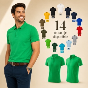 Tricou Polo Bărbat Malfini F03 Pique Polo Free, Stil Tip Tommy, 65% Bumbac, 200 g/m², Guler Polo, Label Free, 14 Culori, Mărimi S–3XL