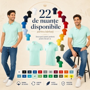 Tricou Polo Bărbat Malfini Single J. 202, 100% Bumbac, 180 g/m², Guler Polo 1:1, Finisaj cu Silicon, 22 Culori, Mărimi S–3XL - Img 9