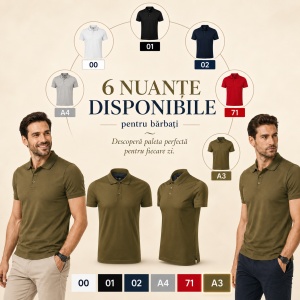 Tricou Polo Bărbați 259 Grand, 100% Bumbac Mercerizat, Guler Polo cu 3 Nasturi, S–3XL, 6 Culori - Img 9