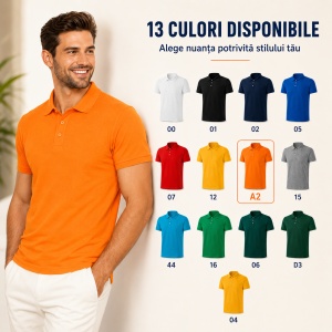 Tricou Polo Bărbați Malfini Cotton Heavy 215, 100% Bumbac, 220 g/m², Guler Polo, Mărimi S-3XL, 13 Culori - Img 9
