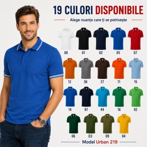Tricou Polo Bărbați Malfini cu Dungi la Guler și Manșete, Tip Tommy, 65% Bumbac, 200 g/m², 19 Culori, Mărimi S–3XL - Img 9