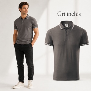 Tricou Polo Bărbați Malfini cu Dungi la Guler și Manșete, Tip Tommy, 65% Bumbac, 200 g/m², 19 Culori, Mărimi S–3XL - Img 19
