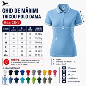 Tricou Polo Damă cu dungi la guler, bumbac 65%, marimi XS - 2XL - 19 nuanțe - Img 3