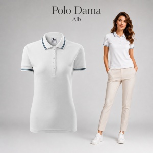 Tricou Polo Damă cu dungi la guler, bumbac 65%, marimi XS - 2XL - 19 nuanțe - Img 13