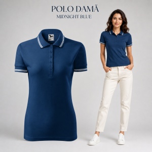 Tricou Polo Damă cu dungi la guler, bumbac 65%, marimi XS - 2XL - 19 nuanțe - Img 23