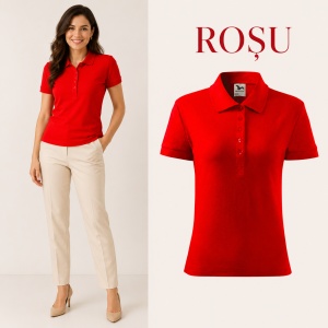 Tricou Polo Damă din Bumbac 100% – Casual Office, Guler Polo, XS-2XL | 13 Culori | Pique Polo - Img 16