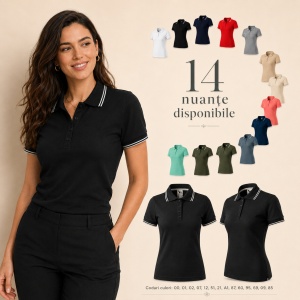 Tricou polo damă | guler cu dungi | cambrat slim fit 14 culori disponibile -233 - Img 9