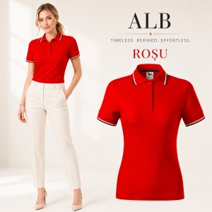 Tricou polo damă | guler cu dungi | cambrat slim fit 14 culori disponibile -233 - Img 19