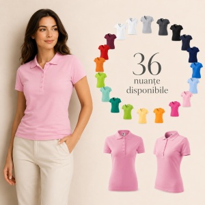 Tricou Polo Damă Malfini 210 Pique, Croială Cambrată, 200 g/m², Mărimi XS–3XL,65% Bumbac, 36 Culori