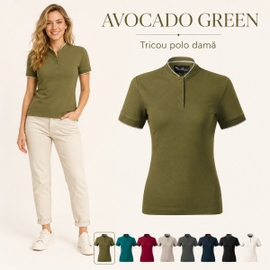 Tricou Polo Damă Malfini Diamond 274 – 100% Bumbac, 215 g/m², Guler Tip Bomber, Croială Cambrată - Img 19