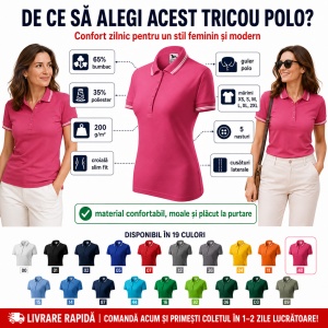 Tricou Polo Damă Malfini Urban 220 – 19 Culori, XS–2XL - Img 2