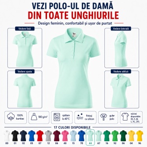 Tricou Polo Damă model simplu tip Tommy - Img 5