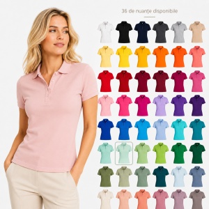Tricou Polo Damă Pique Polo, Croială Cambrată, 36 Nuanțe, Mărimi XS–3XL